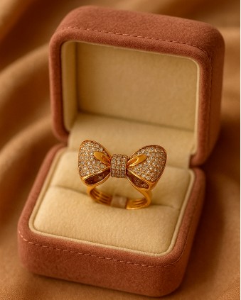 انگشتر پاپیون نگین دار زنانه