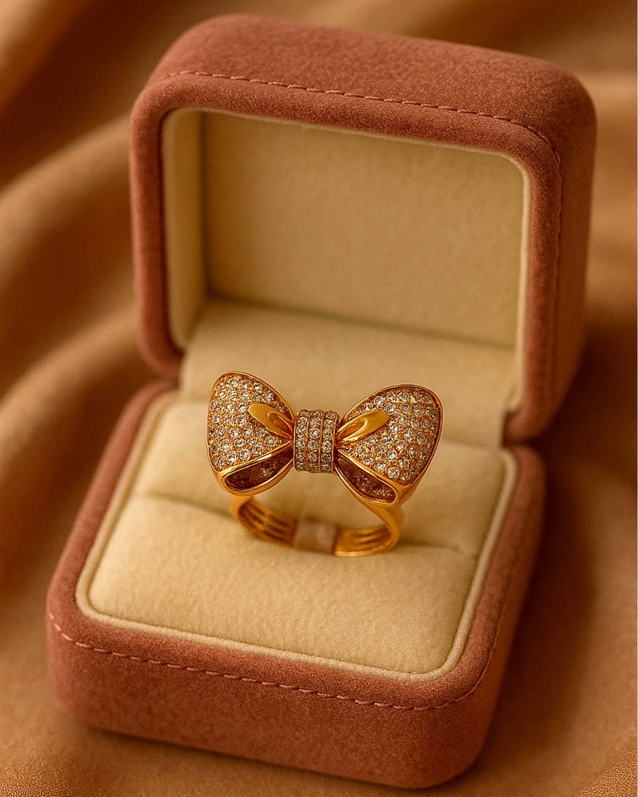 انگشتر پاپیون نگین دار زنانه